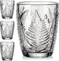 Clear Drinking Glasses Set of 4, 10 oz Glass Cups, Vintage Fern Glassware | by QELVIO