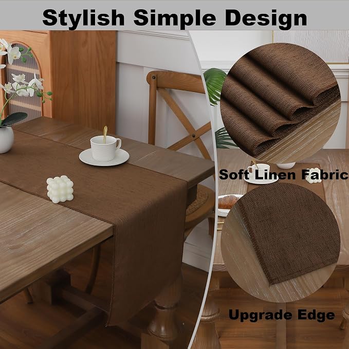 Gernaice Solid Color Table Runner, Rustic Cotton Linen Farmhouse Table Runners - Image 3