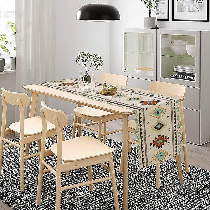 Aztec Southwest Table Runner, Ethnic Style Design Geometric Table Runners Table - Image 3
