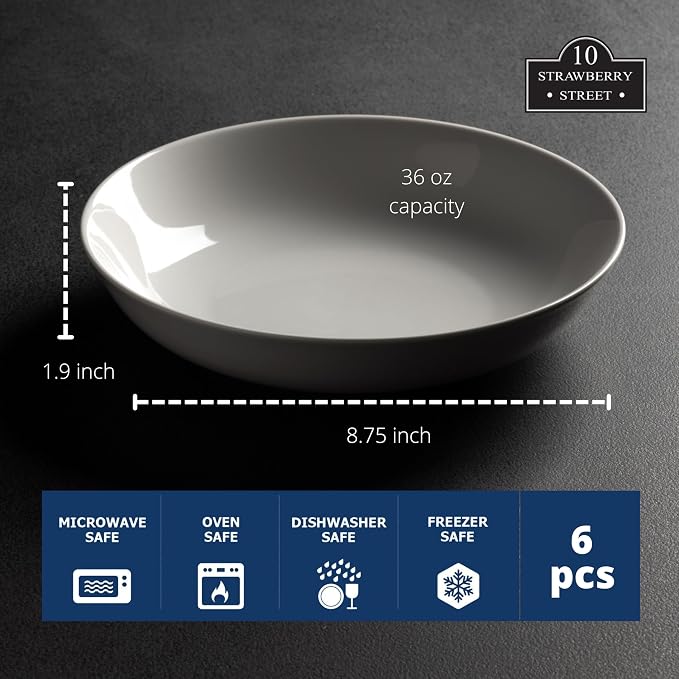10 Strawberry Street Simply White 36 Oz Pasta/Dinner Bowl - Image 6