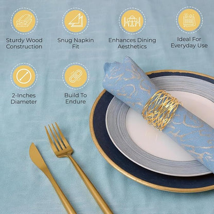 Gold Napkin Rings Metal Napkin Ring Set of 12 Napkin Holder - Image 3