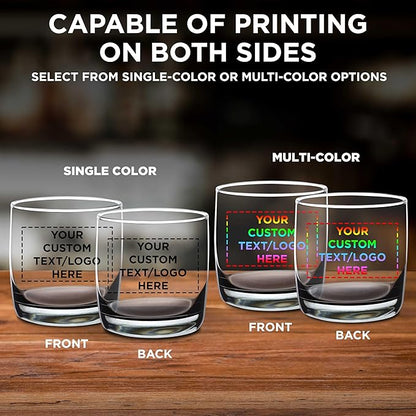 DISCOUNT PROMOS Custom Whiskey Glasses 10 oz Set of 10/50/100, Personalized Bulk Pack - Heavy Base Old Fashioned Glass, Perfect for Scotch, Bourbon, Whiskey, Cocktail - Black Bottom Color
