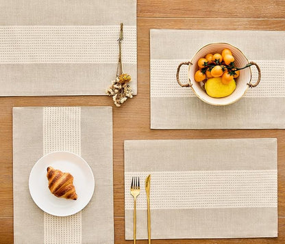 Wracra Linen Placemats, 12 x 18 Inch Set of 4 Placemats, Farmhouse Macrame - Image 4