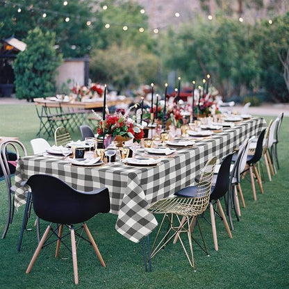 Checkered Tablecloth Waterproof 2 Pack 60 x 120 inch Grey and White | Buffalo - Image 2
