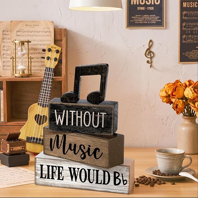 Moucuny 4 Pcs Music Notes Decor Wooden Centerpiece Musicical Party Decoration - Image 7