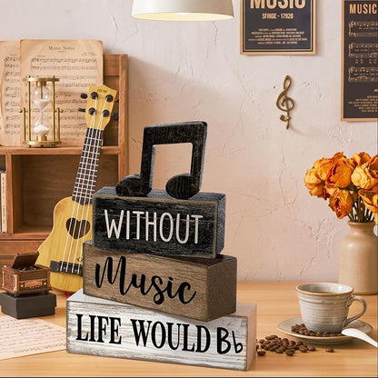 Moucuny 4 Pcs Music Notes Decor Wooden Centerpiece Musicical Party Decoration - Image 7