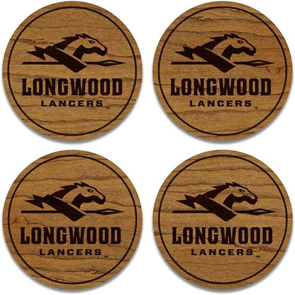 LazerEdge Longwood Lancers Wooden Coaster Set - Cherry Wood - Officially Licensed Product - 4-Pack