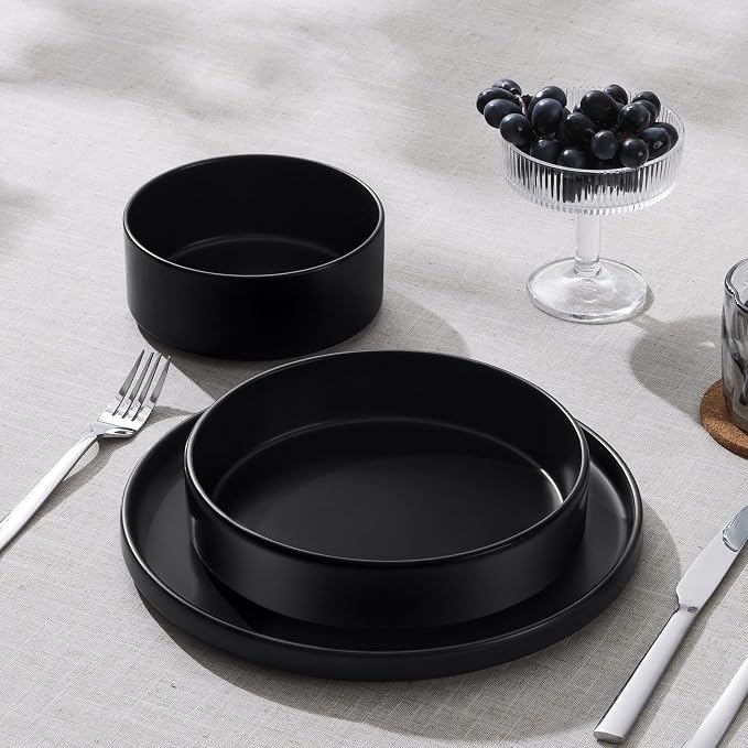 E-far Pasta Bowls Set of 4-35oz Shallow Ceramic Bowl Plates - Image 9