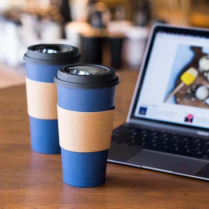 Disposable Coffee Cups With Lids - 20 oz To Go Coffee Cup. Large Travel Cups - Image 3