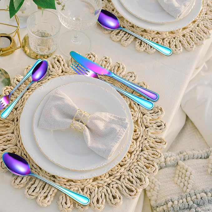 Colorful Forks Spoons Knives Silverware Rainbow Flatware Set - Image 8