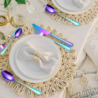 Colorful Forks Spoons Knives Silverware Rainbow Flatware Set - Image 8