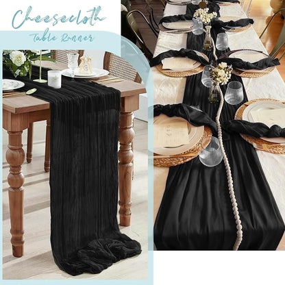3 Pack Black Cheesecloth Table Runner, 17 x 108 Inch, Gauze Cheese Cloth Table - Image 7