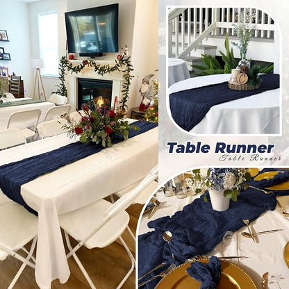 6 Pack Navy Blue Cheesecloth Table Runner 20 x 120 Inch Gauze Table Runner - Image 6