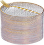 Rubtlamp 200 Pcs Clear Dessert Plates 7" with Forks 7.6",Clear Plastic Cake/Appetizer Platos, Dessert Plates Disposable, Hammered Party Platos Include 100platos and 100forks for Party&Birthday