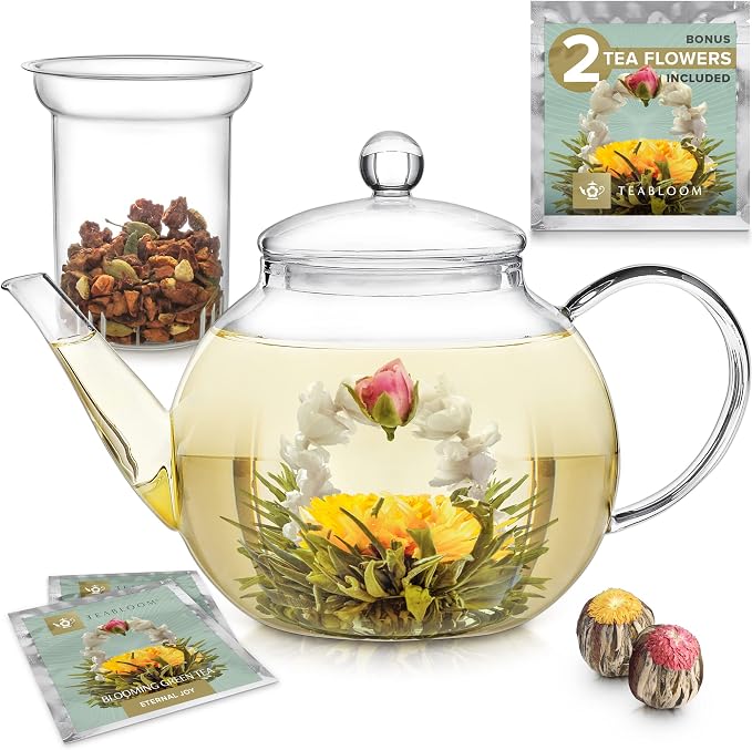 Teabloom Stovetop & Microwave Safe Glass Teapot by Teabloom