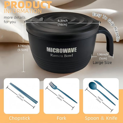 Layron Large Ramen Bowl, Ramen Noodle Bowls Microwavable 45 oz, Ramen Cooker - Image 2