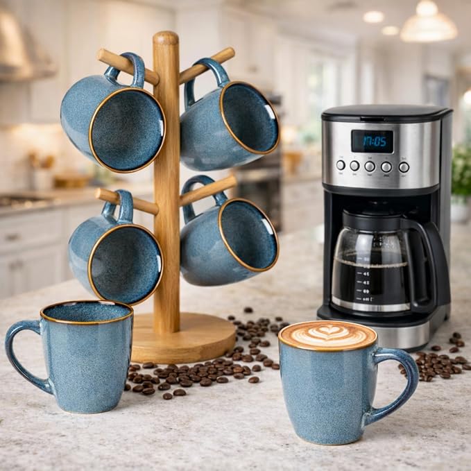 GBhome Ceramic Coffee Mugs Set of 6, 12oz Stoneware Coffee Mugs Set - Image 6