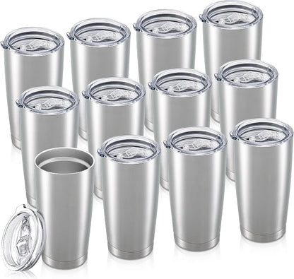 20oz Tumbler Bulk with Lid Stainless Steel Tumblers, 12 Pack | Leak Proof Lid by Unknown