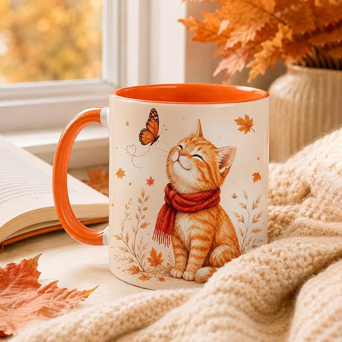 Hyturtle Orange Tabby Cat Coffee Mug, Cute Fall Gift - Image 7