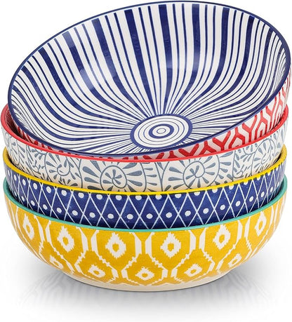 Selamica Ceramic 30 Ounce Large Pasta Bowls Set of 4, 8 inch Salad Bowl Wide by Selamica
