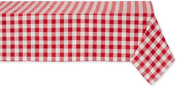 DII Checkered Tabletop Collection 100% Cotton, Machine Washable, Tablecloth by DII
