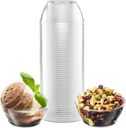 JoyServe Clear Mini Plastic Bowls - (Bulk 400 Pack) 6 Oz Disposable Premium Hard Plastic Dessert Bowls for Serving, Weddings, Catering, Parties, Ice Cream, Salsa, Home or Event Party Supplies
