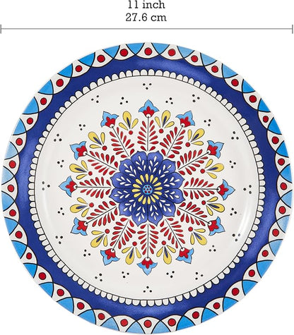 Bico Boho Totem Dinner Plates Set of 4, 11 Inch Large Ceramic Plates for Pasta, Steak, Stylish Serving Dishes, Microwave and Dishwasher Safe, Gift for Housewarming and Thanksgiving