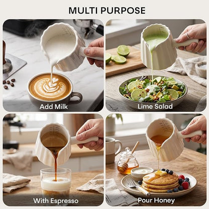 Espresso Measuring Cup Set of 2, Ceramic Espresso Cups 6 OZ | Milk Frothing Cup - Image 8