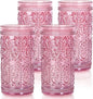 abrwyy Pink Drinking Glasses, 12oz Pink Glassware, Vintage Glassware | by abrwyy