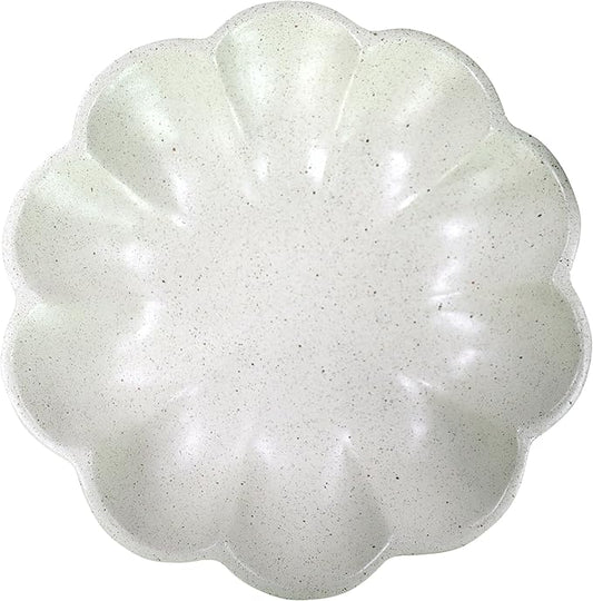 Large Handmade Decorative Bowl decor, Scalloped Pedestal Bowls for Modern Home Decor,Ruffle Decor,Stylish Key Bowl for Entry Table,Decorative Fruit Bowl for Kitchen Counter,Light Gray