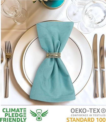 Urban Villa Easter Dinner Napkins Solid Slub Set of 6 Aqua Color Dinner Napkins Over Sized 20X20 in Cloth Napkins Cotton Cloth Napkins Premium Quality with Mitered Corners Ultra Soft DinnerNapkins