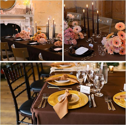 8 Pack Brown Tablecloth 60 x 126 Inch Rectangular Table Cloth for 8 Foot Rectangle Tables, Wrinkle Resistant Washable Rectangle Fabric Table Covers for Wedding Party Banquet Buffet and Camping