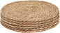 6Pcs 12" Round Woven Rattan Placemats,Natural Hand-Woven Water Hyacinth Placemats,Farmhouse Weave Place Mats,Rustic Braided Wicker Table Mats (12inch Set of 6)