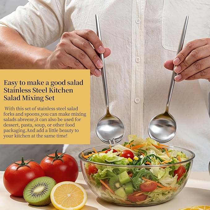 Salad Servers, O.C.E. Spoon and Fork Set, 10.3 inch Salad Utensils, Premium - Image 6