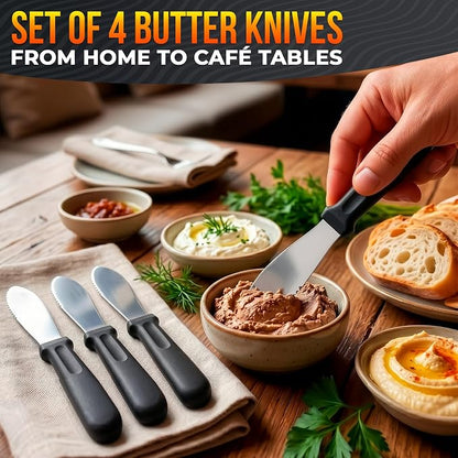 4 Pcs Butter Knives, 4 Inch Stainless Steel Blade | Butter Spreader Knives - Image 7