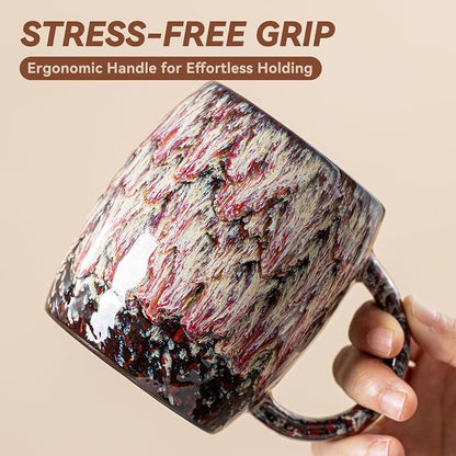Unique Reactive Glaze Ceramic Coffee Mug - 14 oz Large Coffee Cup - Image 7