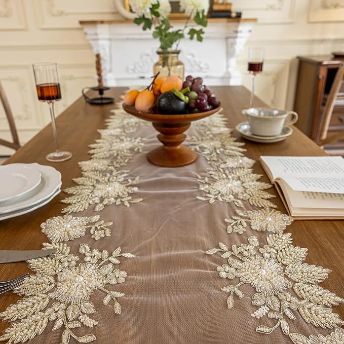 Embroidered Lace Table Runner - Image 5