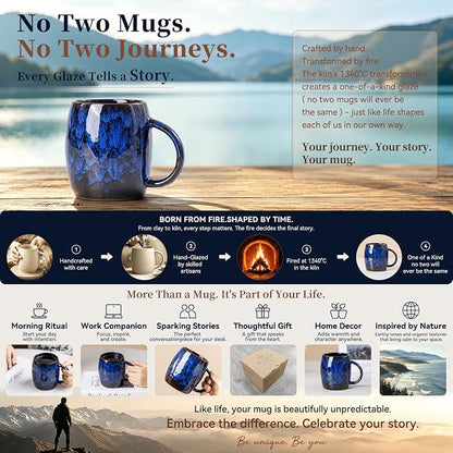 Midnight Blue Ceramic Coffee Mug 14oz - Image 4