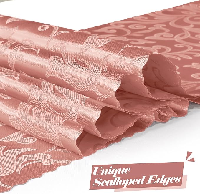 MILVOWOC Rose Gold Satin Table Runner, 4 Pack, 12 x 72 Inch | Jacquard Damask - Image 3