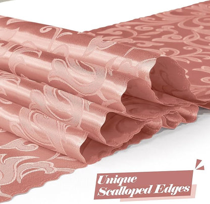 MILVOWOC Rose Gold Satin Table Runner, 4 Pack, 12 x 72 Inch | Jacquard Damask - Image 3