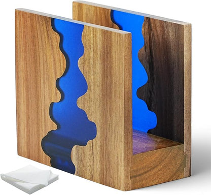 Artistic Napkin Holder | Loongresinwood Acacia Wood & Epoxy Resin | Thickened by Loongresinwood