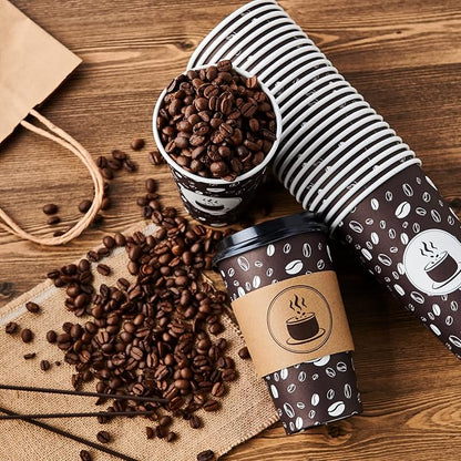 JOLLY PARTY Disposable Coffee Cups - 16oz Paper Coffee Cups with Lids - Image 4