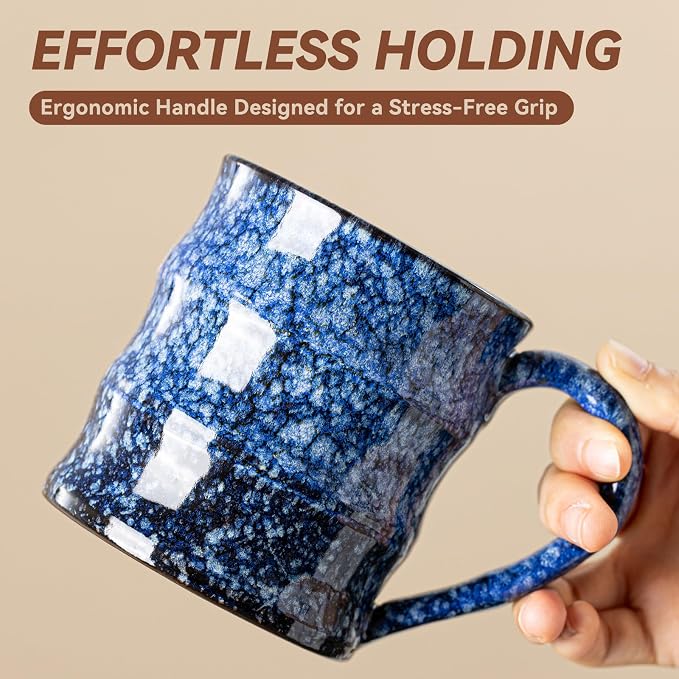 Unique Reactive Glaze Ceramic Coffee Mug - 15 oz Large Coffee Cup - Image 7