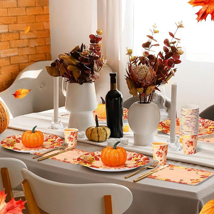 Funnymoom 250 Pcs Fall Thanksgiving Party Decorations Serves 50 | Plates - Image 5