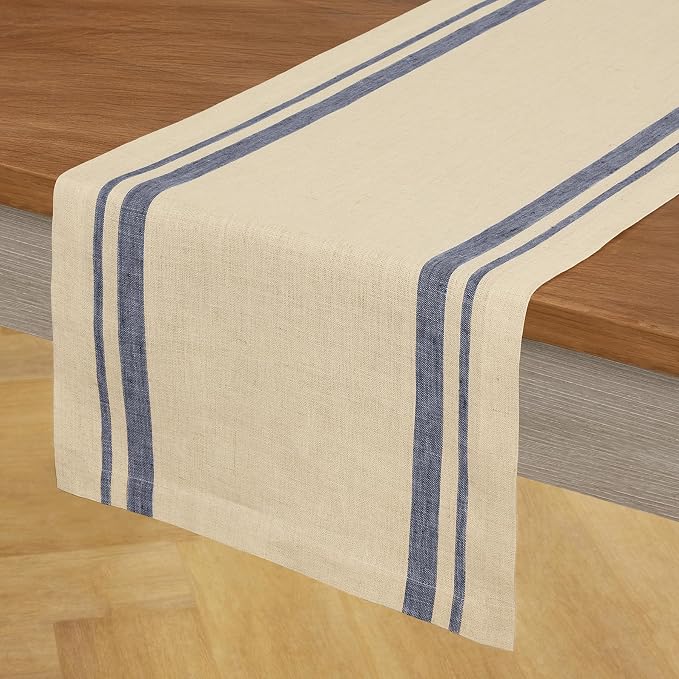Solino Home 100% Linen Table Runner, 14 x 90 in, mitered corners | Pure Linen | - Image 2