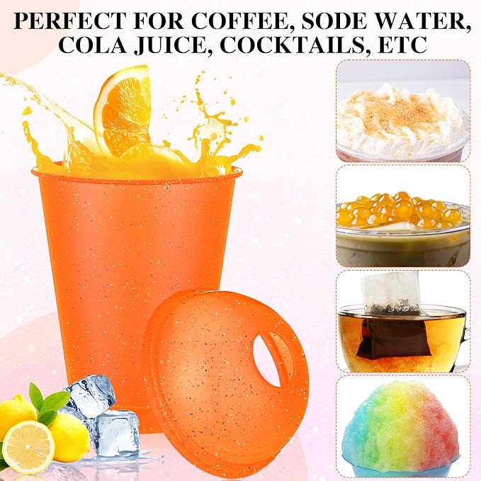 6 Set Slushie Cups with Dome Lids and Straws Detachable Spoon Straws Reusable - Image 5