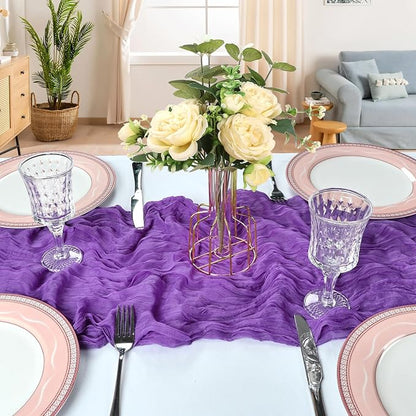 6 Pack 10Ft Dark Purple Cheesecloth Table Runner 23 x 120 Inch | Gauze Rustic - Image 4