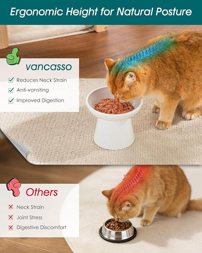 vancasso Elevated Cat Food Bowls 2-Pack, 6.2" Wide Shallow Cat Feeding Bowl - Image 5