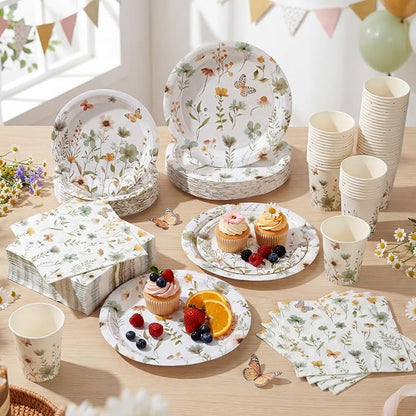 250 Pcs Wildflower Party Decorations Include Spring Summer Floral Paper Plates - Image 4