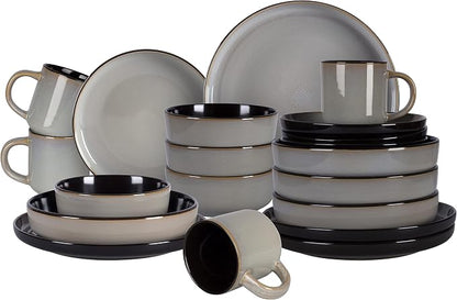 Euro-Nordic Stoneware 20pc Dinnerware Set, Reactive Glaze - Image 2